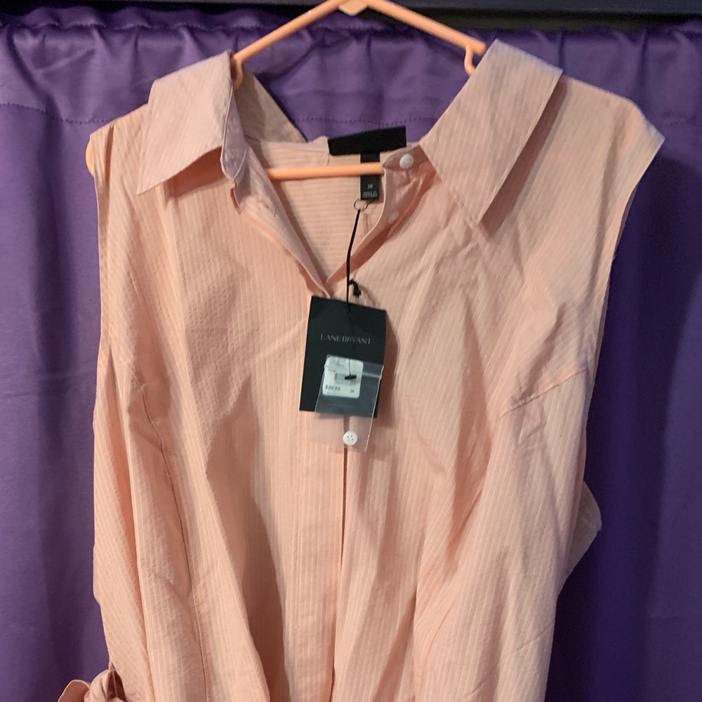 Collared sleeveless button down top